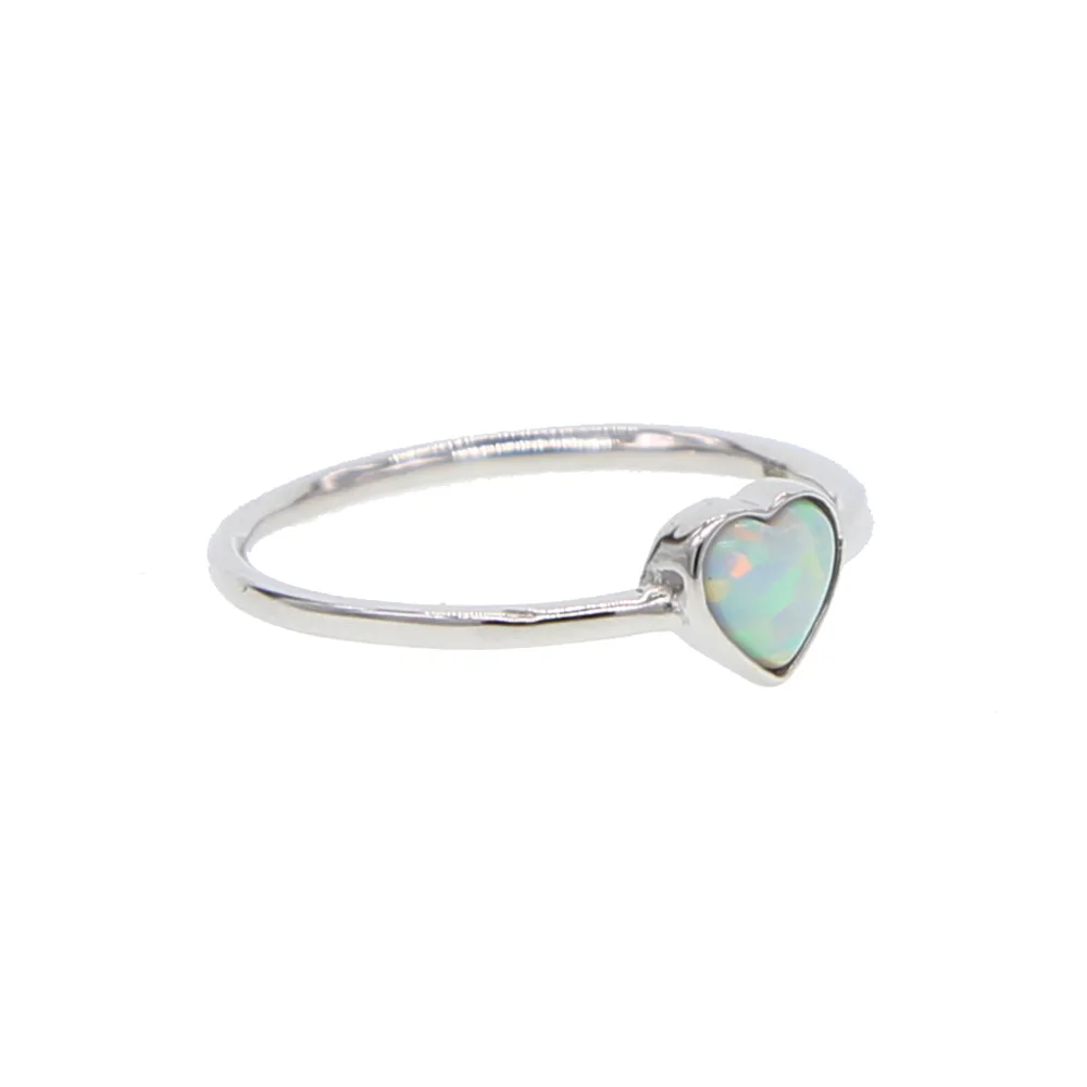 100% 925 sterling silver single stone heart opal stone paved finger rings delicte dainty girl women valentines gift jewelry