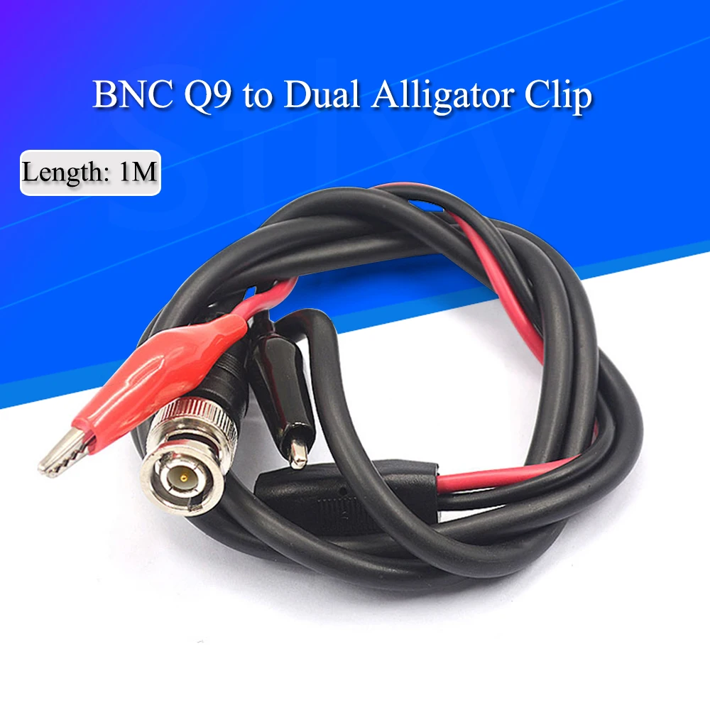 100CM BNC Q9 to Dual Alligator Clip Oscilloscope Test Probe Leads Cables Connector Dual Tester Tools for Electrical Working