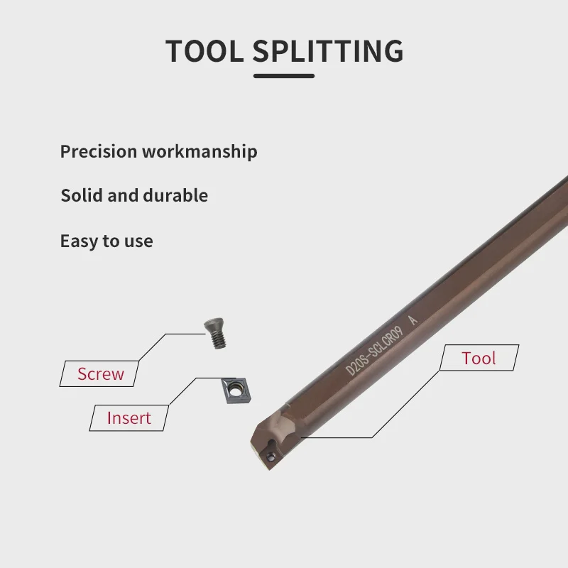 SCLCR D16S-SCLCR09 D20T-SCLCR09 D32U-SCLCR09 Spring steel Internal Turning Tool Holder CCMT09 Carbide Inserts Lathe Cutting Tool