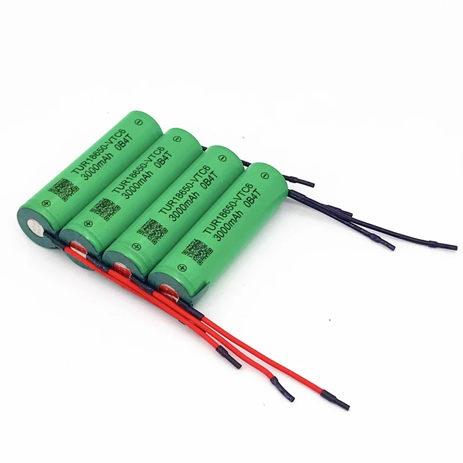 18650 VTC6 3000mAh Battery 30A Welding Wire for 12V 16.8V 18V 21V 25V Electric Drill Screwdriver Battery and E-bike Use MA17