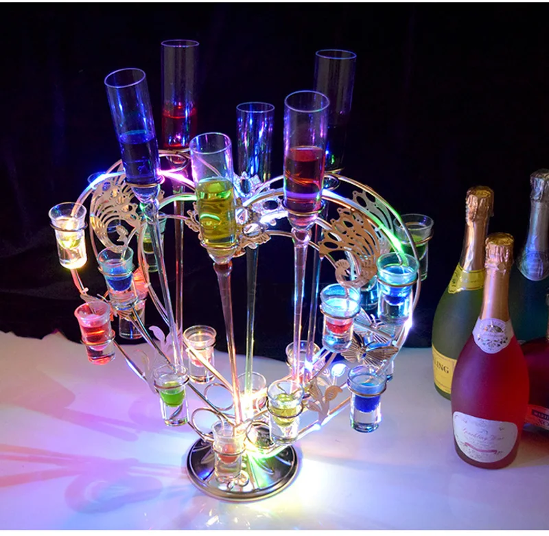 Bar Red Wine Champagne Cocktail Stand KTV Colorful LED Creative Lighting Decoration Beach Glass Bullet Cup