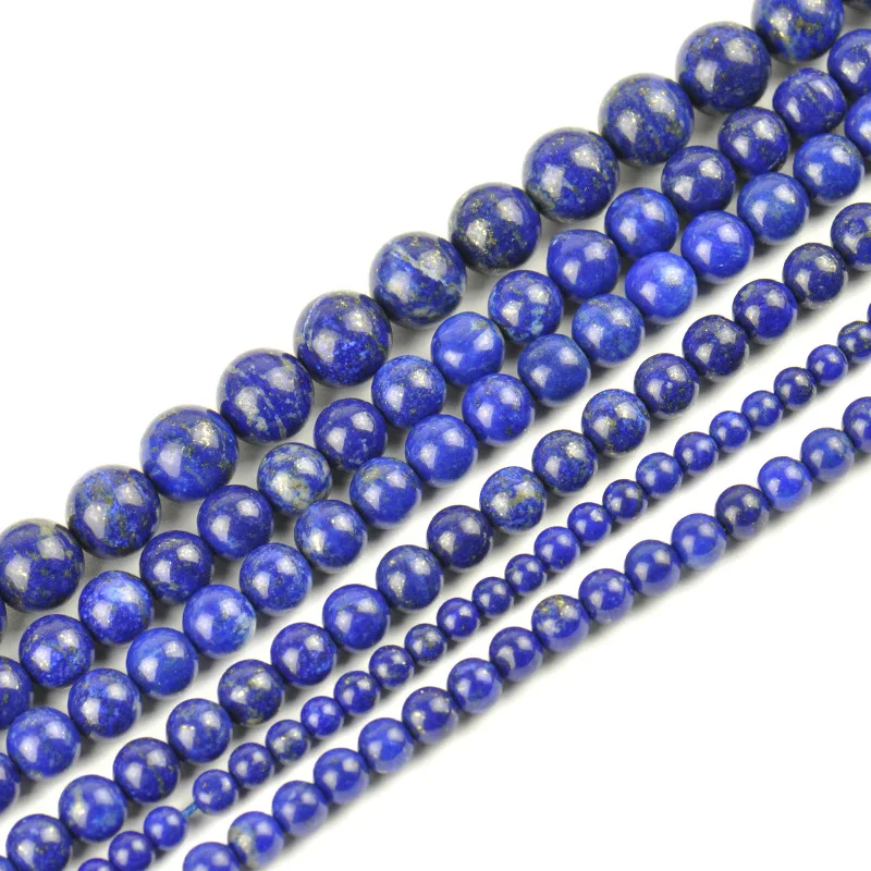 wholesale Natural Stone Beads lapis lazuli Round Loose Beads 4/6/8/10/12 MM Pick Size for Jewelry Making DIY Necklace Brace