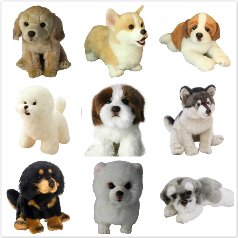 Golden Retriever Dog Plush Toys Stuffed Soft Animal Dolls Labrador Corgi Schnauzer Bichon Poodle Bernard Pets Plush Dog Toys