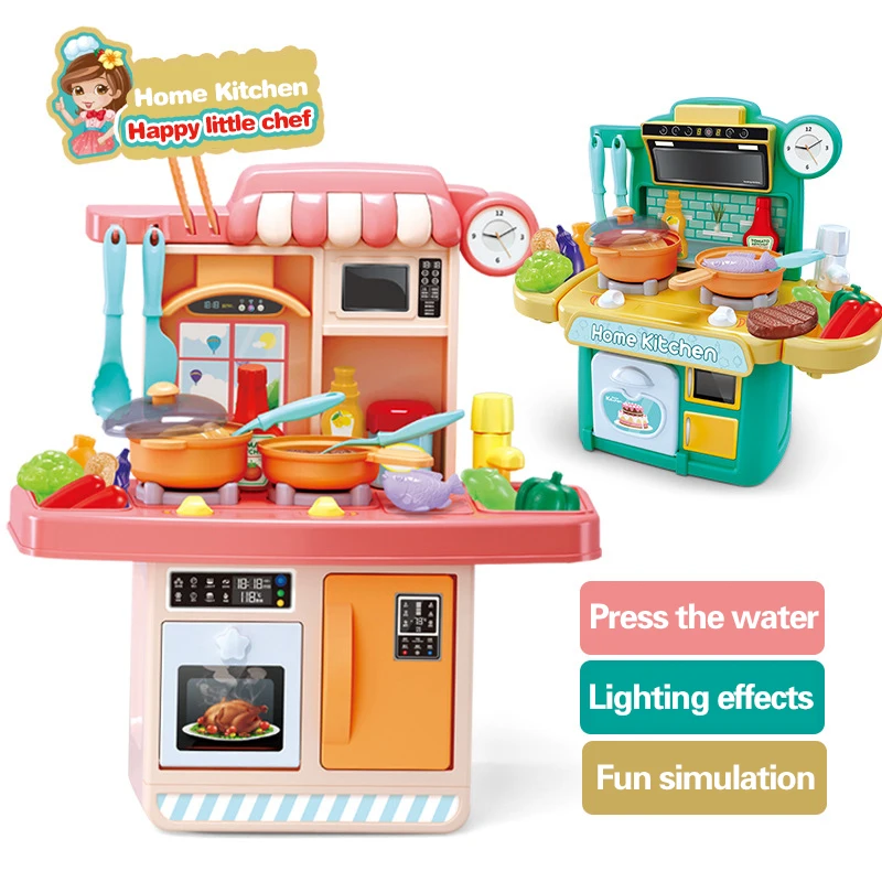 23/26Pcs Kid Kitchen Toys Simulation Kitchen Toy Spray Water Dinnerware Pretend Play Kitchen Cooking Table Set Children\'s Gift