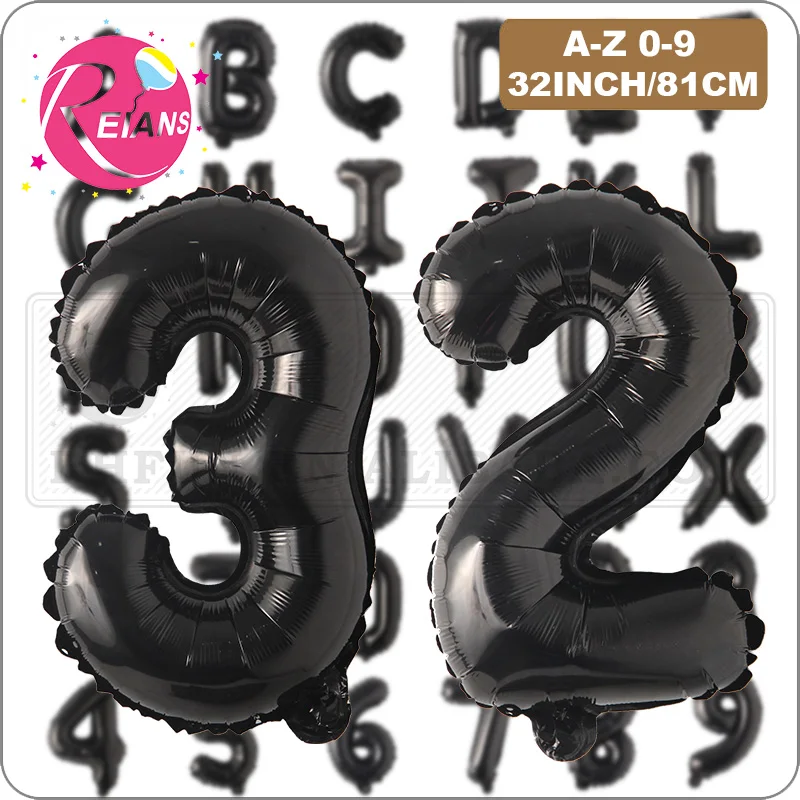 32 Inch Black Giant Large Letter number Balloon Wedding Decoration Birthday Foil Balloon Global globos Anniversary Party Balloon