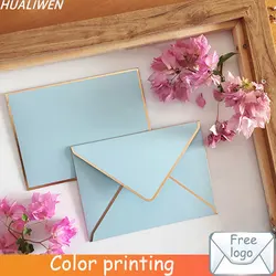 (5 Pieces/lot) 14*19cm Light Blue Exquisite Bronze Business Invitation Envelope Wedding Invitation Large Envelope