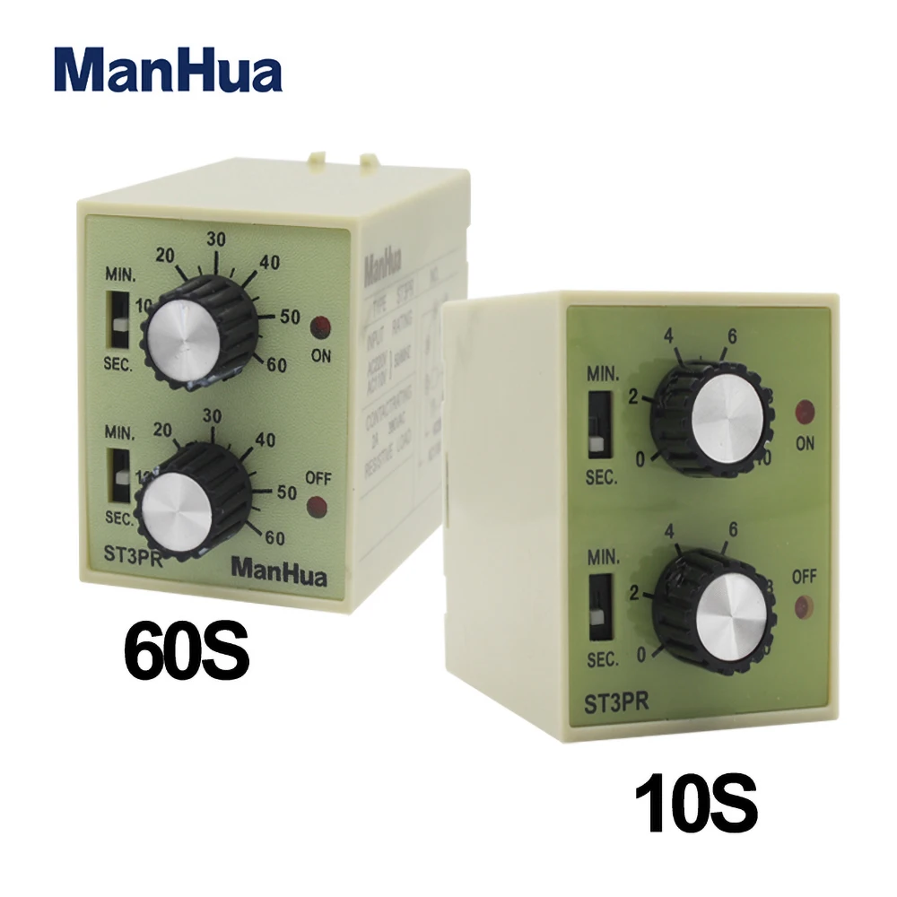 ManHua ST3PR electrical time relay twin timer relay with socket base