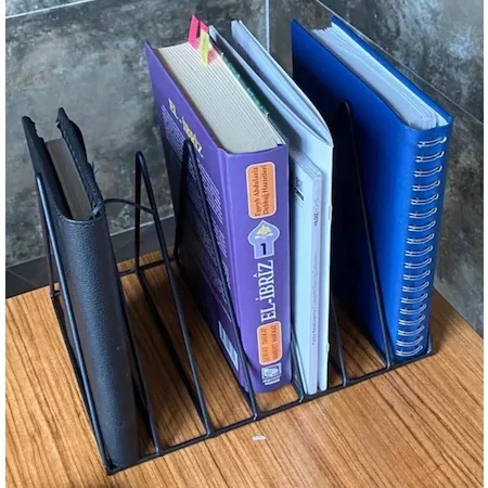 Metal Table Top Book Stand, Newspaper Rack, Dergilik 7 Mesh Grid Shelf WD-43K