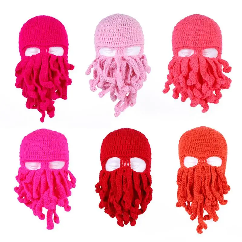 Funny Octopus Hat Wool Knitted Hats Family Parent-Child Activity Props Warm Autumn Unisex Adult Cap Outdoor Acitivity Party