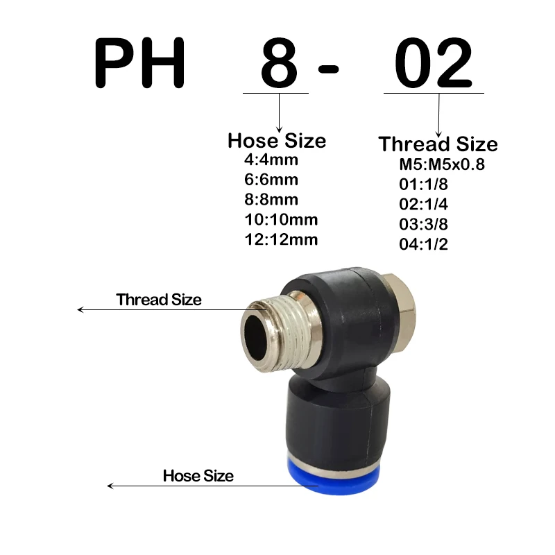 10pcs Pneumatic Fittings PH4-M5,4-01,4-02 6-01,6-02,PH8-01,8-02,PH10-02,PH12-02 Hexagon Male Air Hose Quick Release Fitting