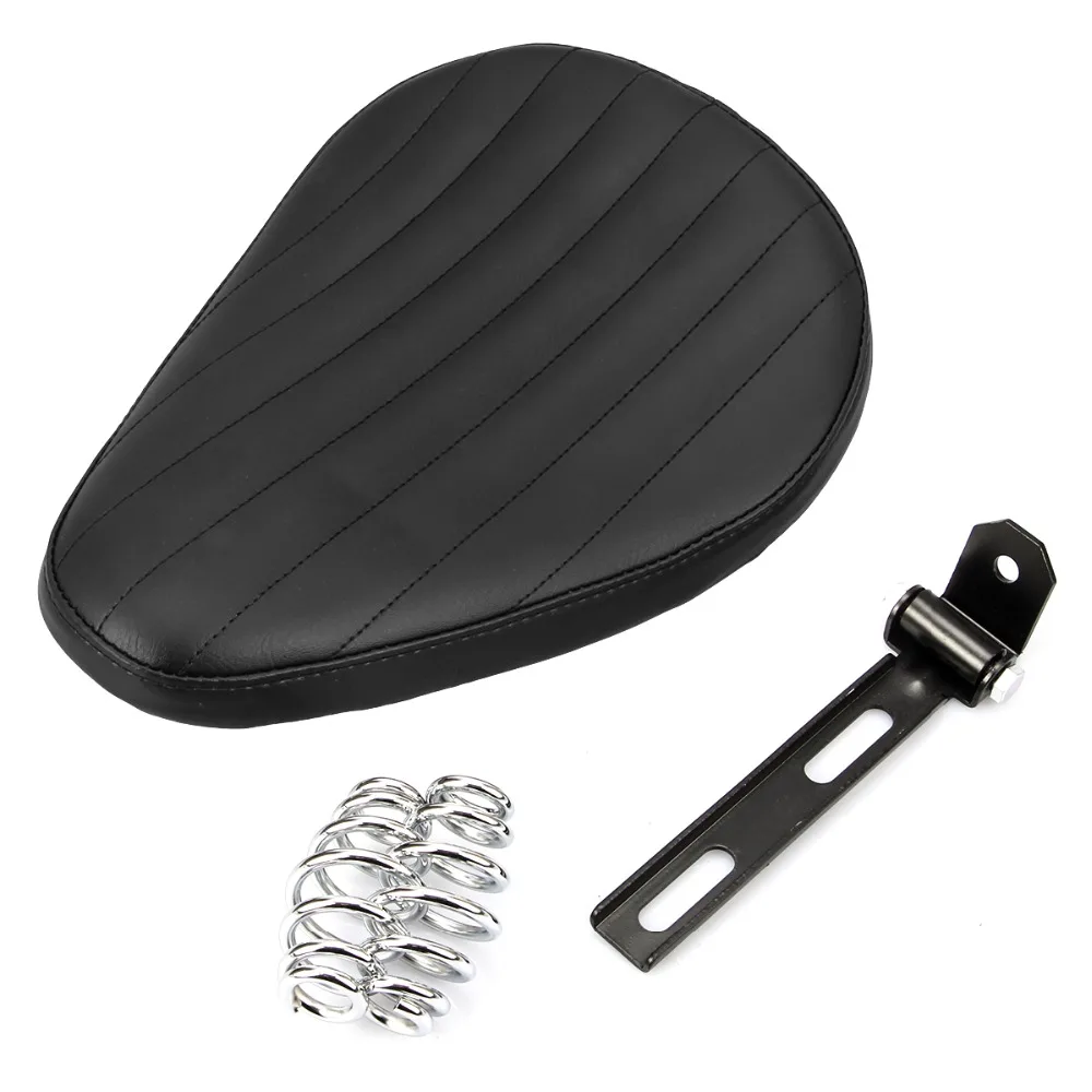 Motorcycle Leather Driver Solo Seat Pad Saddle with Mount Bracket for Harley Sportster 883 1200 2004-2006 XL 2010-later XL