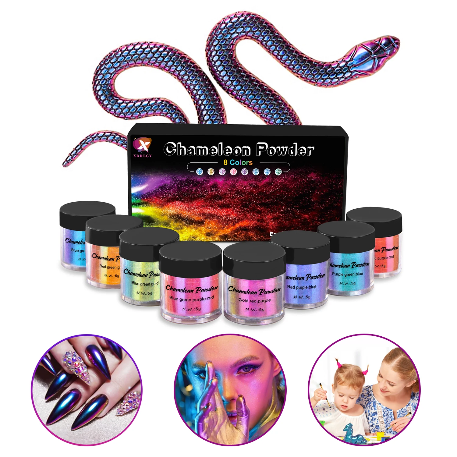 Chameleon Resin Paint Set Color Changing Pearlescent Epoxy Resin Pigment Powder Magic Color Changing Powder Used To Make Jewelry