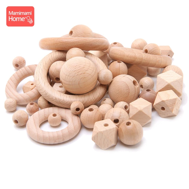 Mamihome 8-20mm Baby Wooden Teether Beech Beads Rings BPA Free Wooden Blank DIY For Nursing Gifts Tiny Rod Children'S Goods Toys