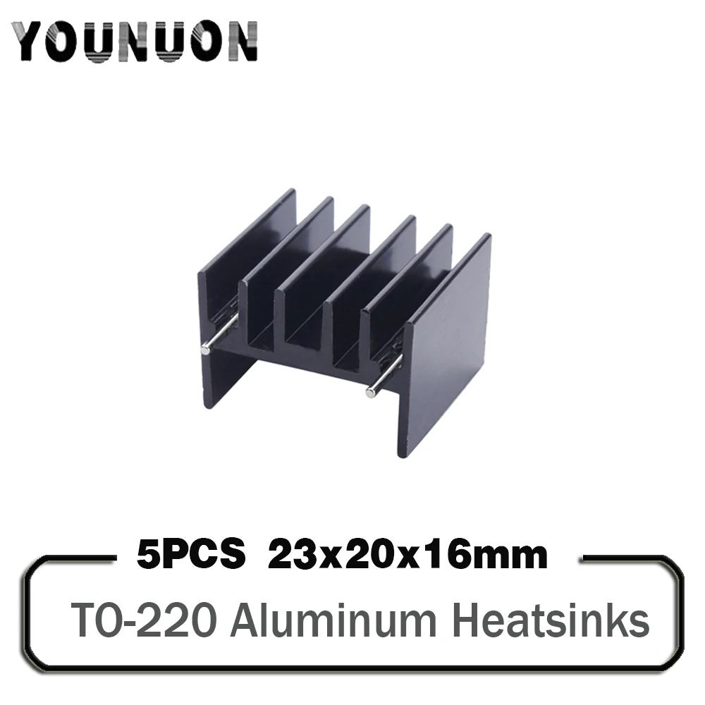 5 pcs Free Shipping Aluminium TO-220 Heatsink TO 220 Heat Sink Transistor Radiator TO220 Cooler Cooling 25*23*16MM With 2Pin