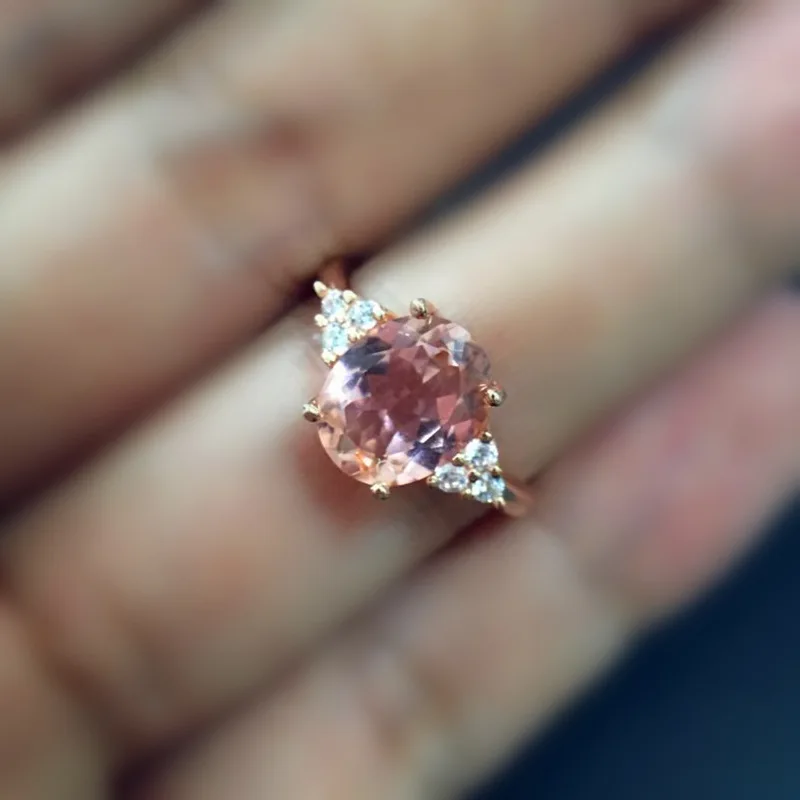 14K Rose Silod złote pierścionki dla kobiet boże narodzenie Ruby różowa biżuteria dla luksusowych obrączek rocznica pierścionki prezent kobiet