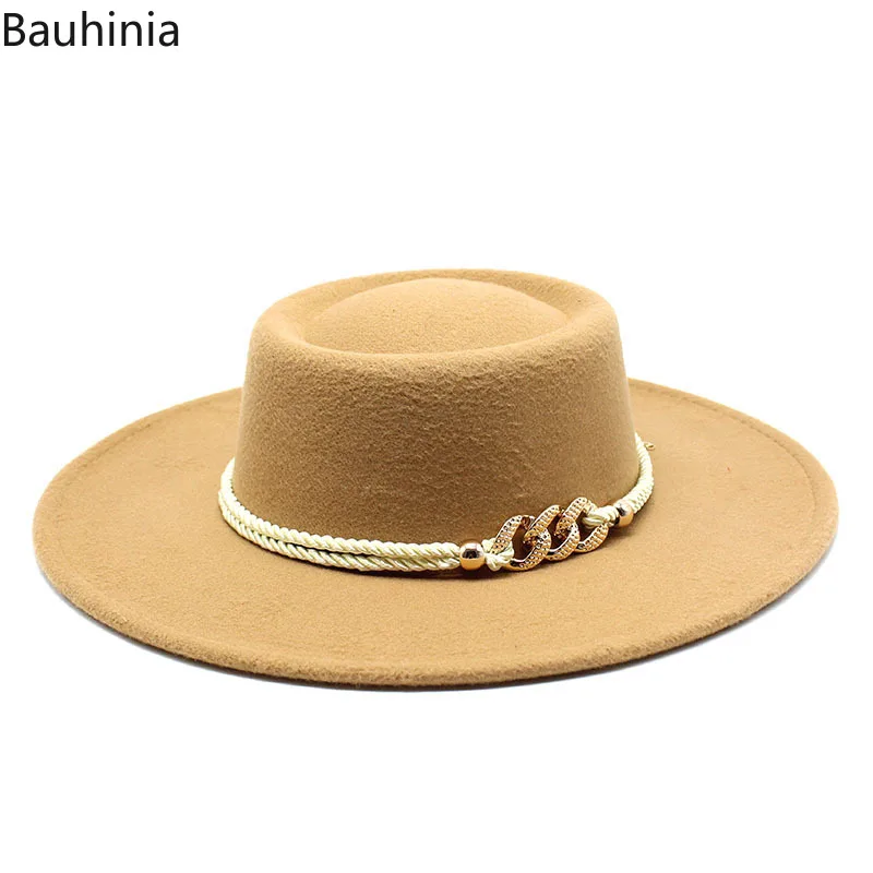 8.5CM Wide Brim Felt Fedora Hat Women Men Wool Derby Top Hats Gentleman Elegant Lady Panama Jazz Hat Formal Wedding Hat