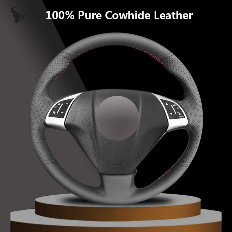 Hand-stitched Black Genuine Leather Steering Wheel Cover for Fiat bravo 2007 08 09 10 11 122015 doblo 2010-2015 opel combo 2012