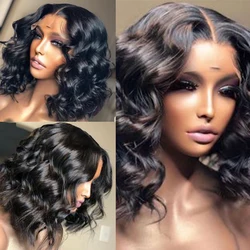 Silk Top Lace Closure Wigs Virgin Brazilian Hair Bob Style Wavy Middle Part Women Silk Base Closure Wigs