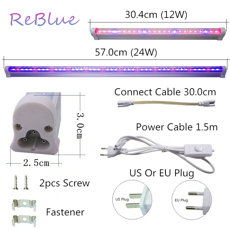 Imagem -02 - Crescer Luz Phyto Lâmpada Aquário Luz 12w 24w Crescer Led Fitocampy para Plantas t5 Led Crescer Espectro Completo de Luz Crescer Lâmpada para Plantas