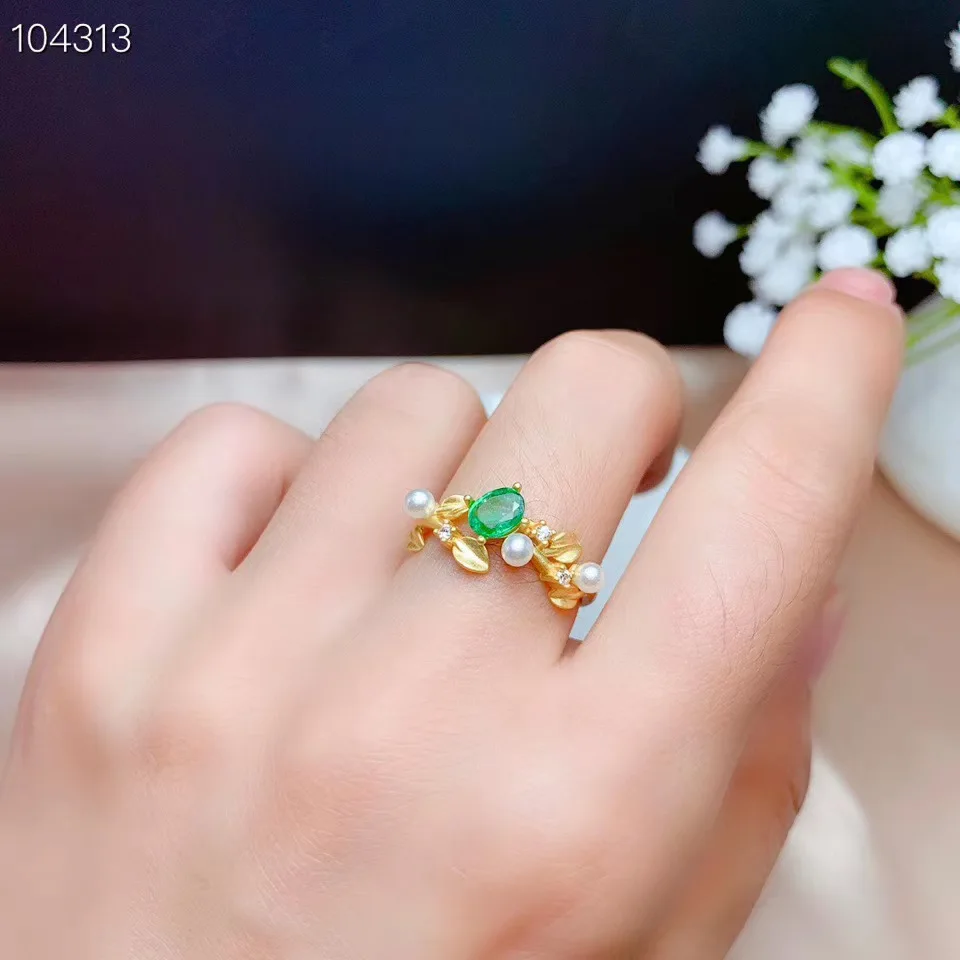 

The Best Gift For your mother Natural and Real emerald ring 925 sterling silver Anniversary ring Fine jewelry For men or women