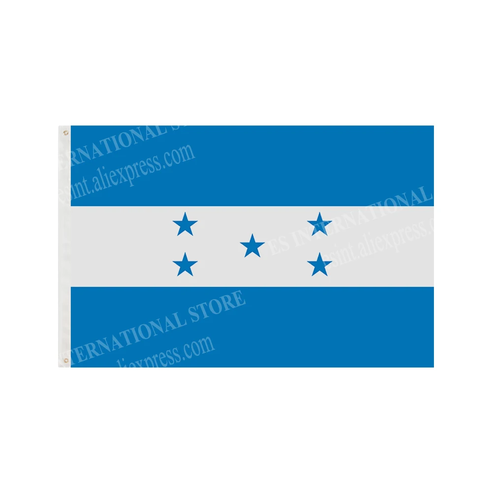 Honduras Flag National Graphic Custom Printed Hanging Banner Design Outdoor Sport Polyester Shaft Cover Grommets 3X5FT 90X150CM