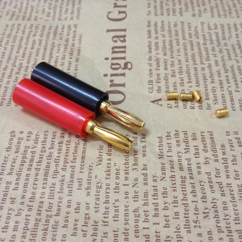 10 개/몫 바나나 플러그 4mm 24K 골드 도금 + PVC 고무 스피커 어댑터 와이어 케이블 커넥터 HiFi 오디오 블랙 & 레드