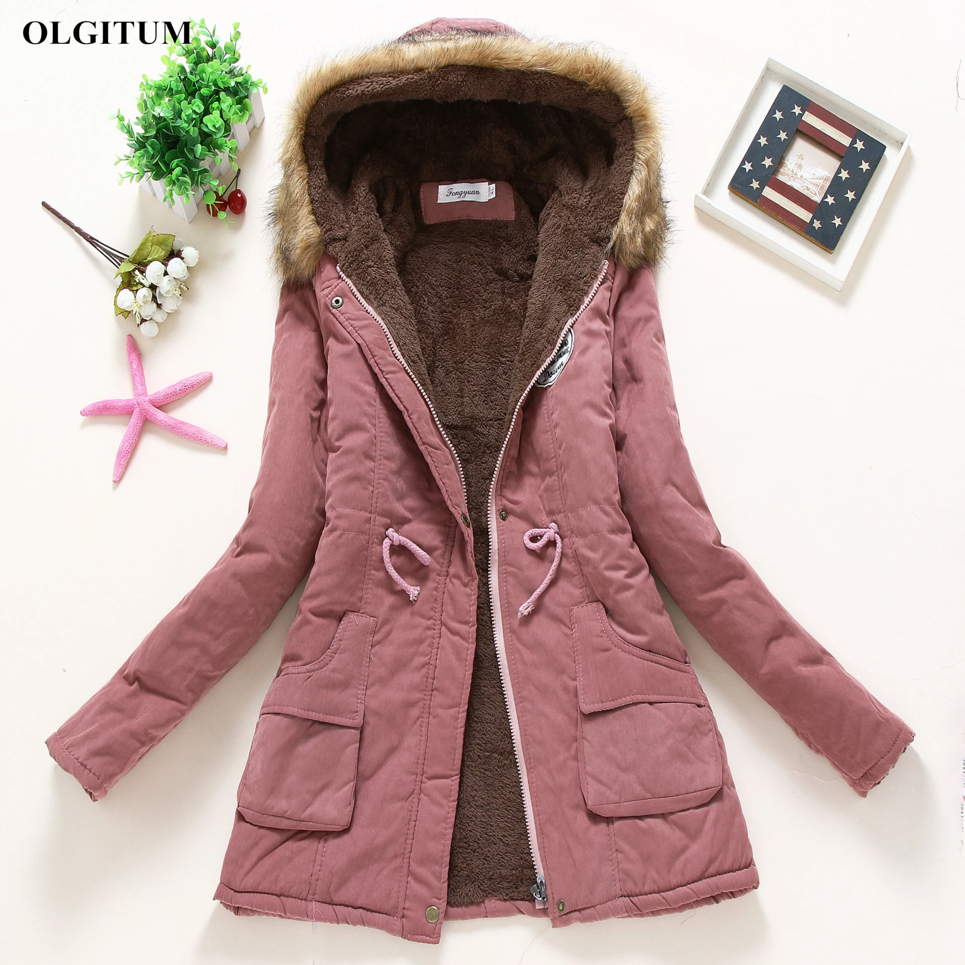 Winter women coat 2019 Women\'s Parka Casual Outwear Military Hooded fur Coat Down Jackets Winter Coat for Female CC001