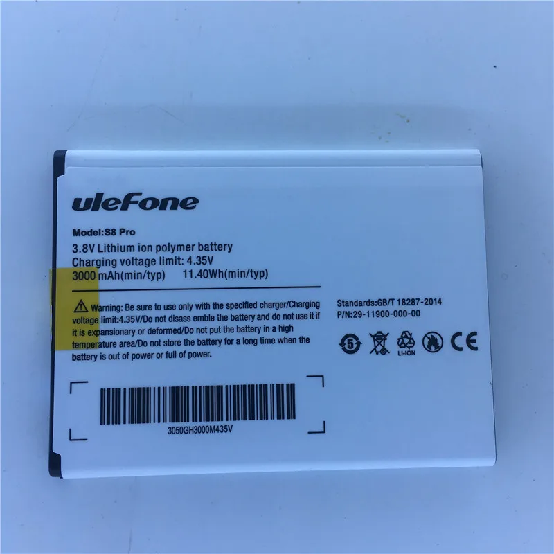 Mobile phone battery for Ulefone S8 battery 3000mAh Long standby time High capacity for Ulefone S8 battery