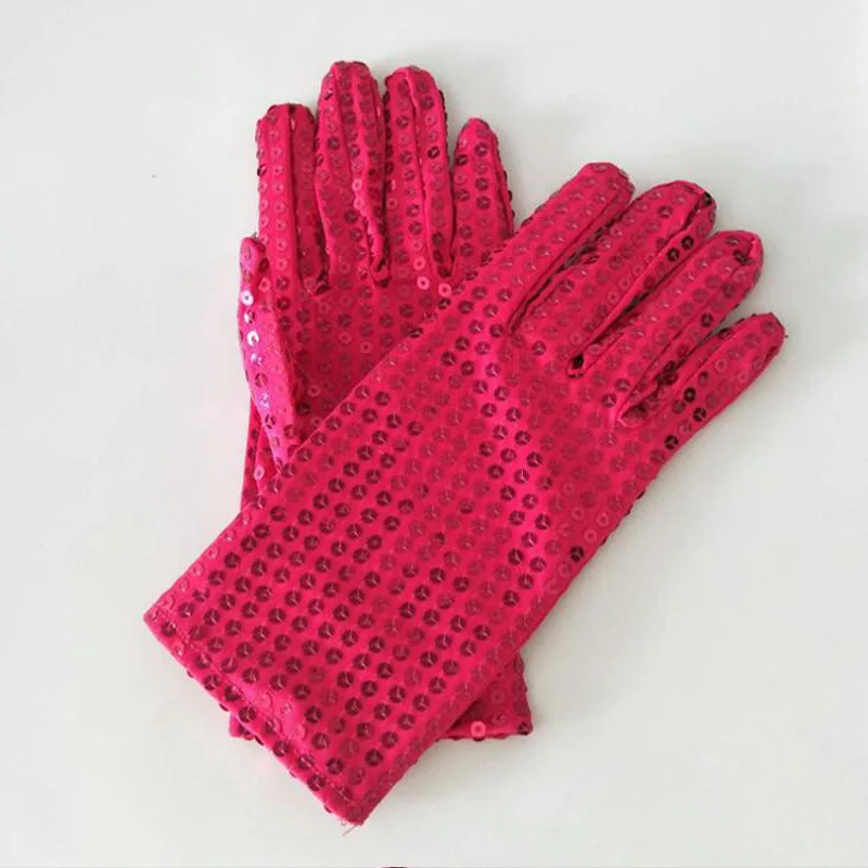 Guantes con lentejuelas de Michael Jackson para niños, guantes para fiesta de noche, baile en la guardería, 10 colores, 1 par