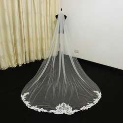 Real Photo White Ivory 3M Wedding Veil Sequin lace Cathedral Veil With  Comb Wedding Accessories Velo De Novia de