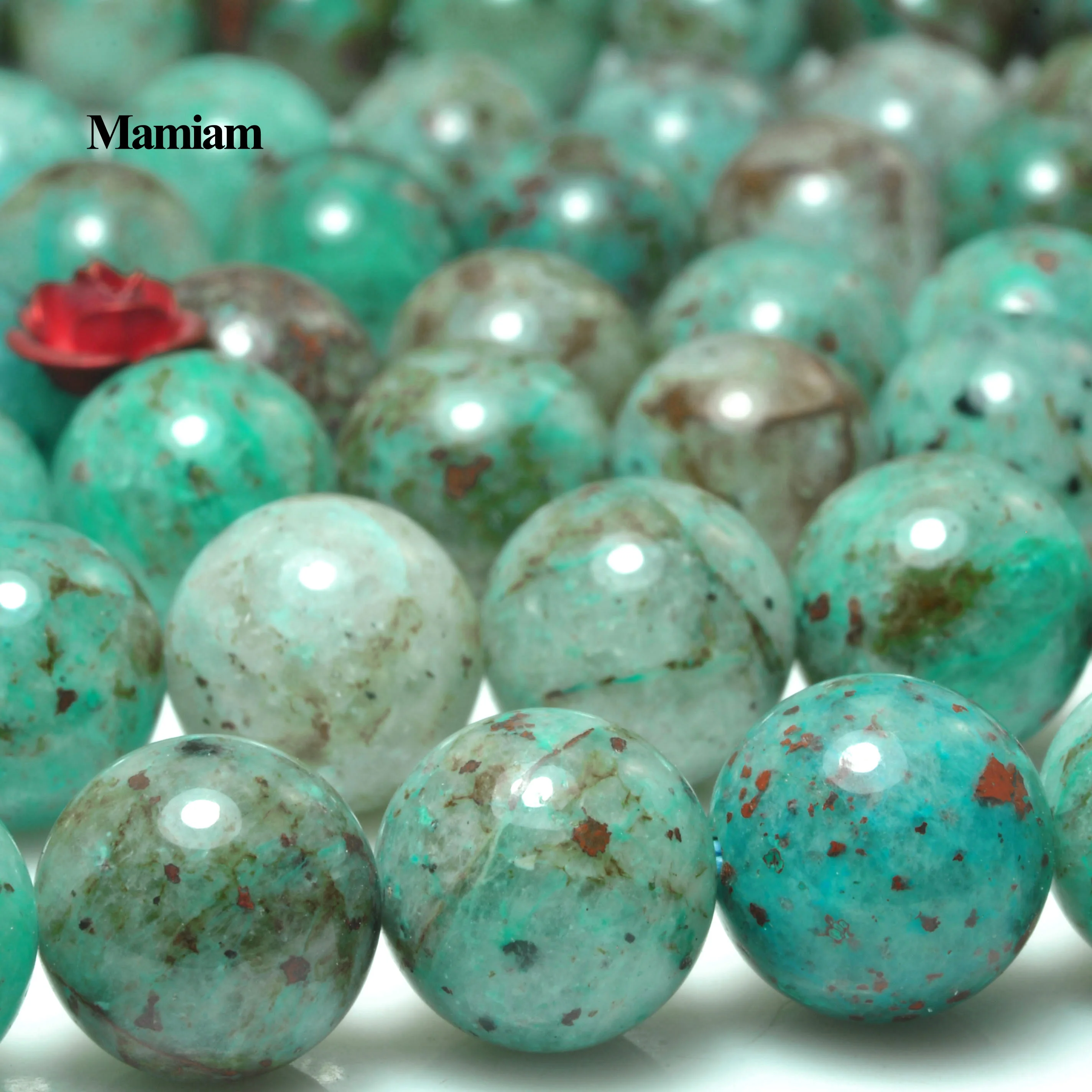 Mamiam Natural A Chrysocolla Beads Charms 8mm 10mm Smooth Round Stone Diy Bracelet Necklace Jewelry Making Gemstone Gift Design