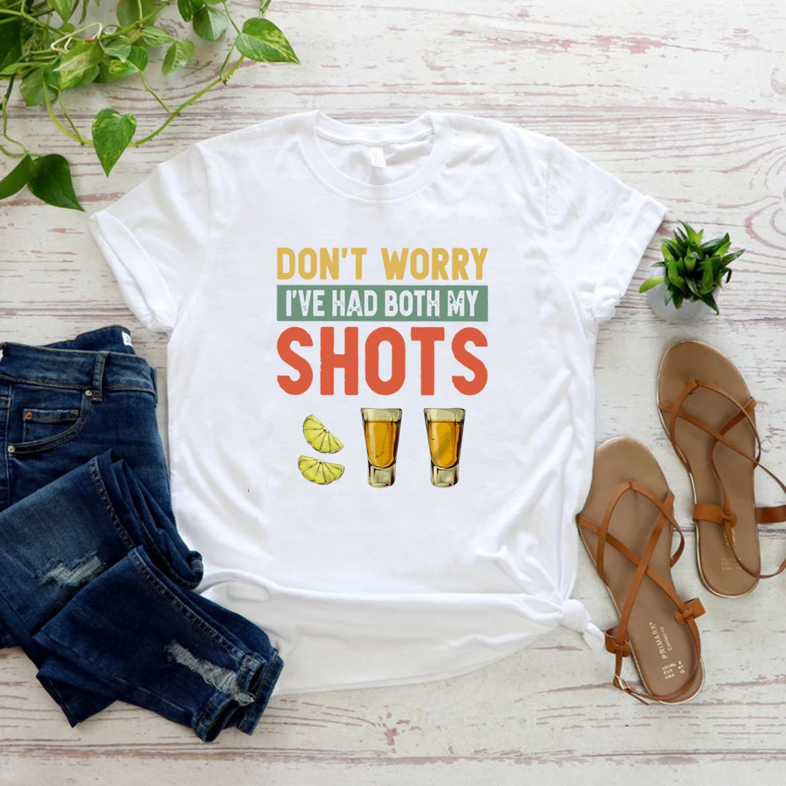 Don't Worry I've Had Both My Shots Shirt Funny Tequila Vintage Idea T-Shirt Unisex Short Sleeve Tee Streetwear Women Tops Tshirt