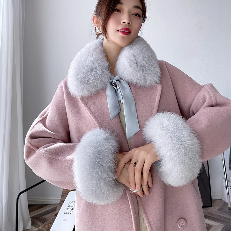 Women\'s Natural Real Fox Fur Scarf Square Collar Winter Luxury Coat Decorate Keep Warm Thick Ribbon Solid Fox Fur Scarves Female