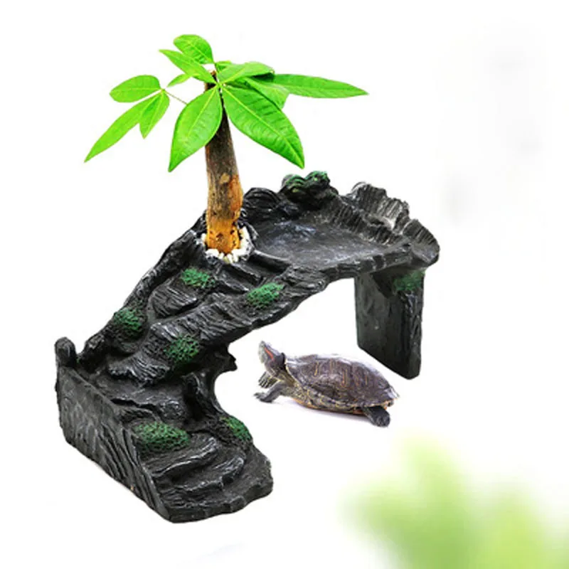 

Resin Turtle Reptile Platform for Aquarium Decoration, Climb Ramp, Water and Aquatic Fish Tank, Ornament Decor