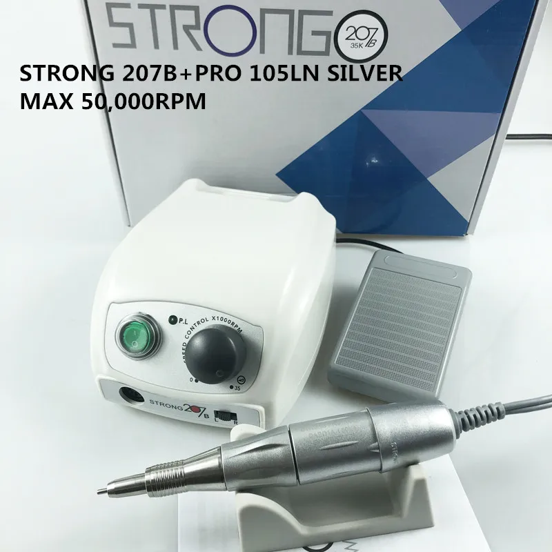 Strong 207B 65W Electric Nail Drill Control Box 35000rpm 50000RPM Handpiece Strong 210 Manicure Pedicure Nail Drill Apparatus