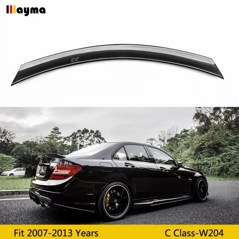 

V style carbon fiber rear trunk spoiler for benz c class c180 c250 4door sedan 2007 - 2013 W204 CF styling rear spoiler wing lip