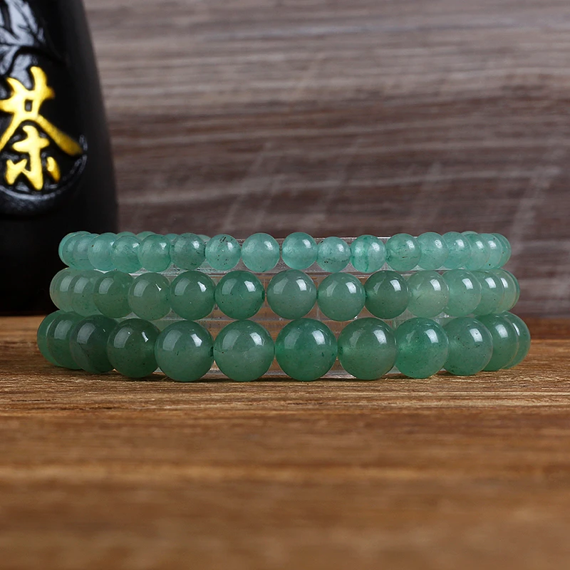 New Fashion Natural Jewelry Green Aventurine Round Beads Bracelet Be Fit for Men and Women Accessories and Amulets Jewelry Gifts