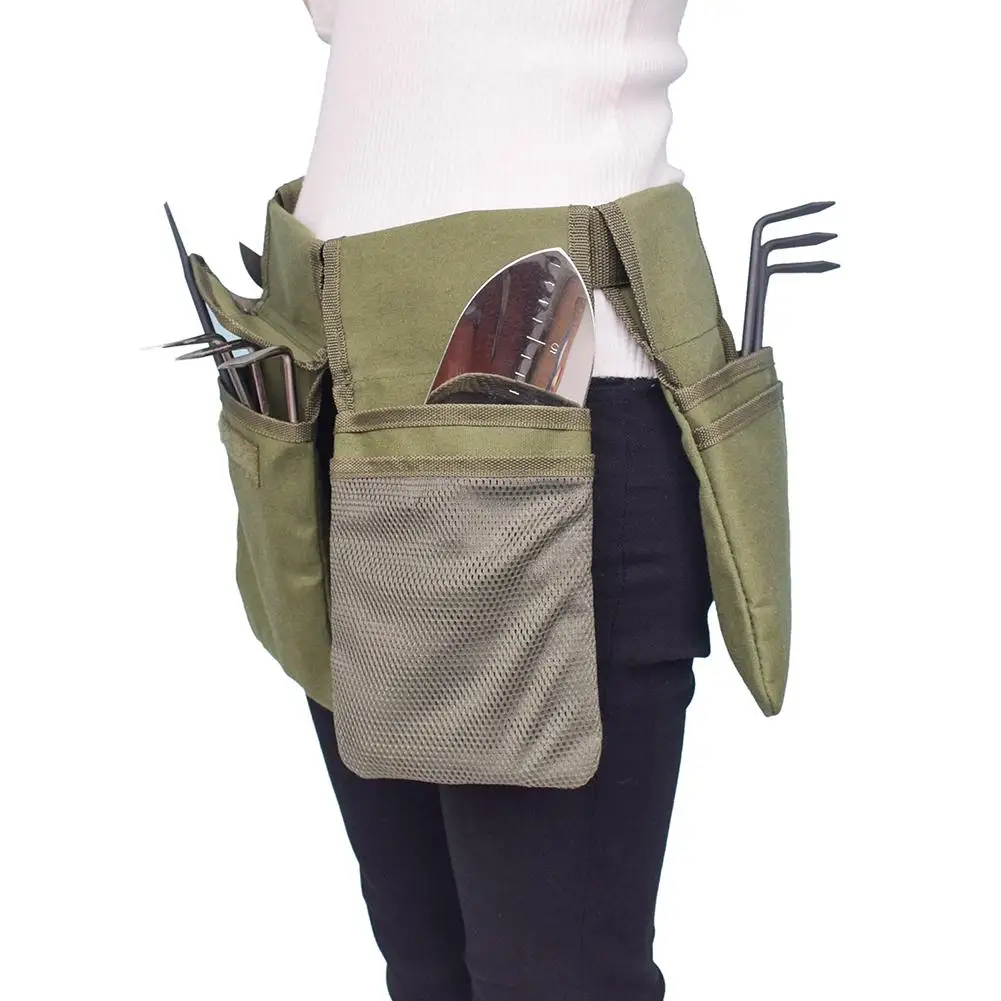 High Quality Multi-purpose Canvas Hardware Mechanics Garden Tool Bag Large Capacity Utility Waist Pocket Tool Pouch With Belt