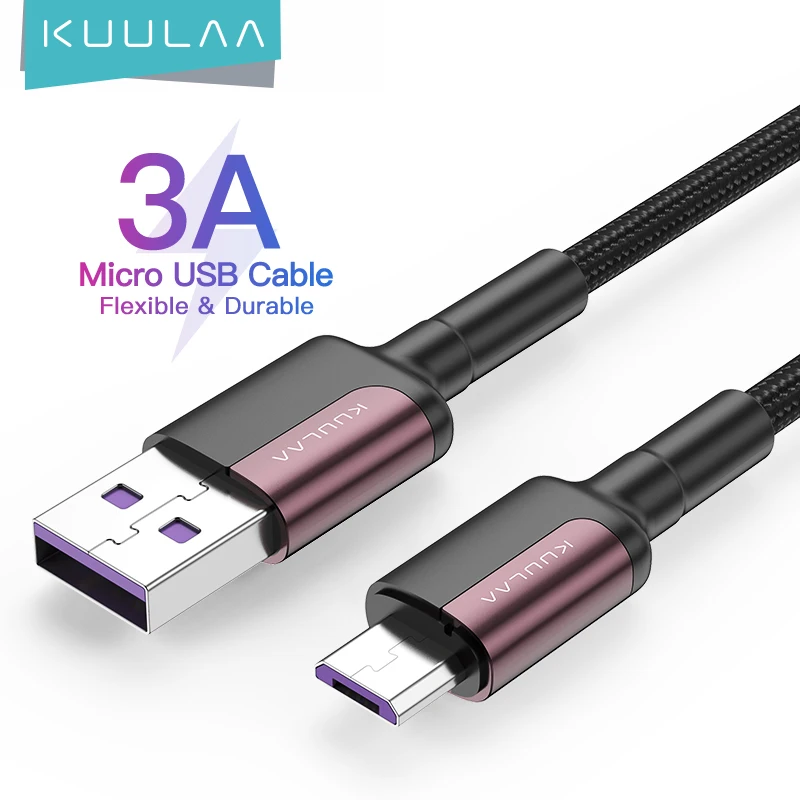 

KUULAA Micro USB Cable 3A Nylon Fast Charge USB Data Cable for Samsung Xiaomi LG Tablet Android Mobile Phone USB Charging Cord