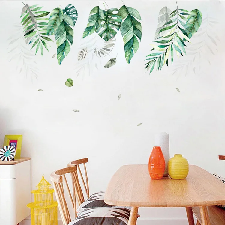 Tropische Vegetation Große Blätter Wandaufkleber Wohnzimmer Sofa Hintergrund Selbstklebende Wandmalerei Heimdekoration Abnehmbare Aufkleber – Detail 4