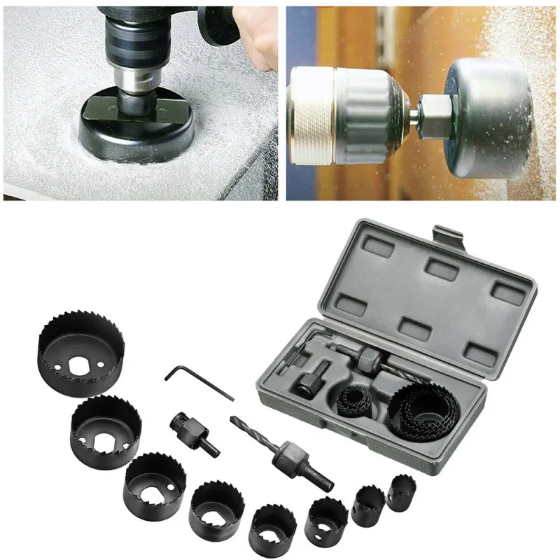 11 pz/set Kit di punte per seghe a tazza da 3/4 "a 2 1/2" mandrino in lamiera di legno plastica acciaio al carbonio foro di alta qualità ampiamente durevole