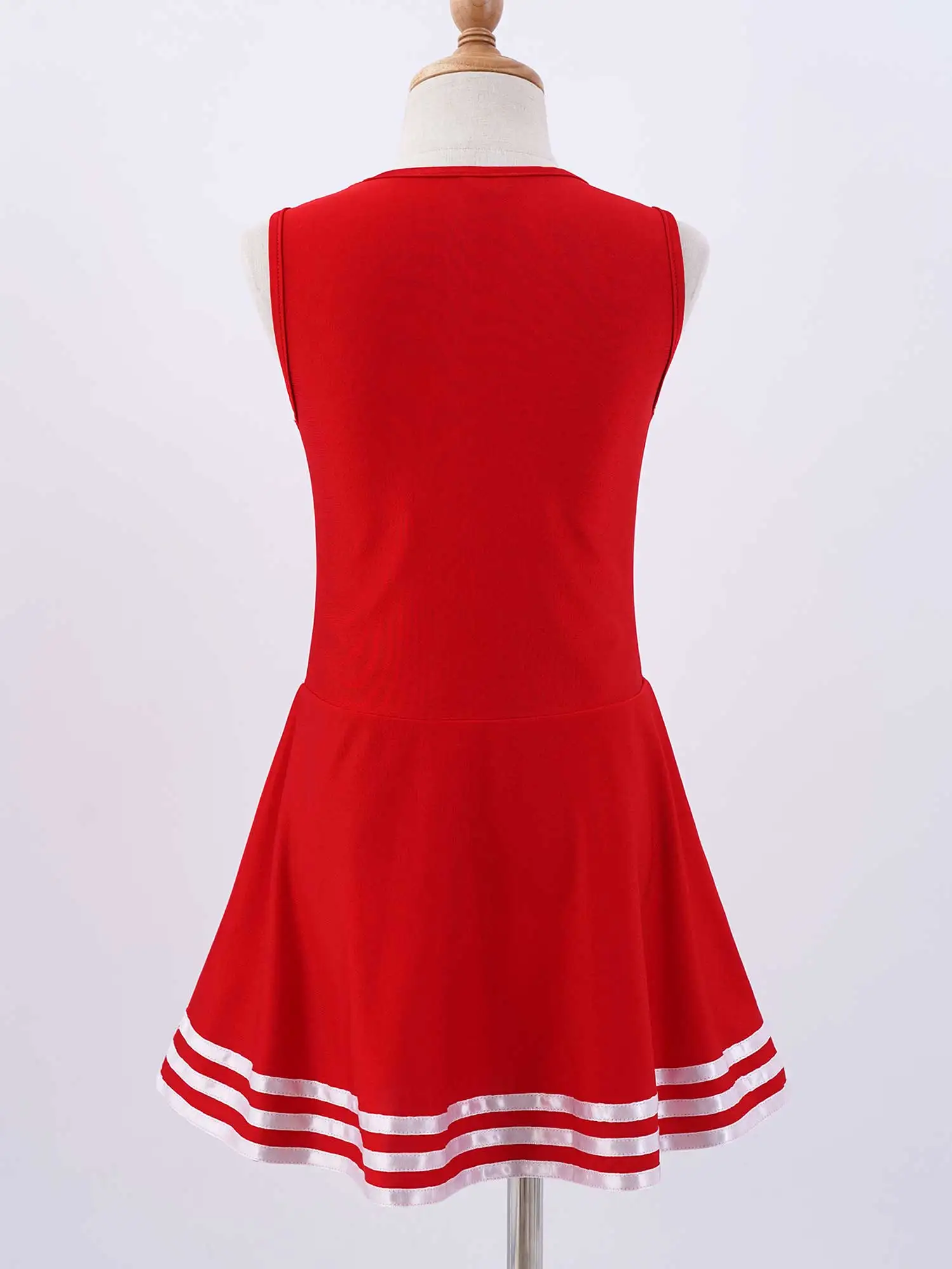 Girls Sleeveless Cheerleading Dance Dress V Neck Letter Print Schoolgirls Cheer Clothing for Cosplay Party Sports Meeting Stage