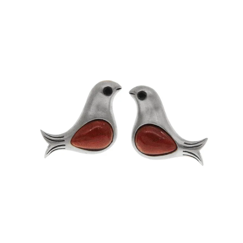 S925 sterling silver, retro simple and creative swallow earrings, fresh, small and cute bird earrings