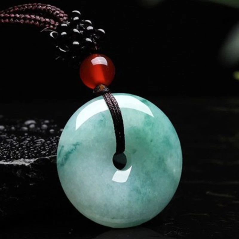 New Natural Jadeiet Donut Pendant Jewelry Necklace Jade Exquisite Production Delicate FengShui Amulet Pendant Fine Jewellry