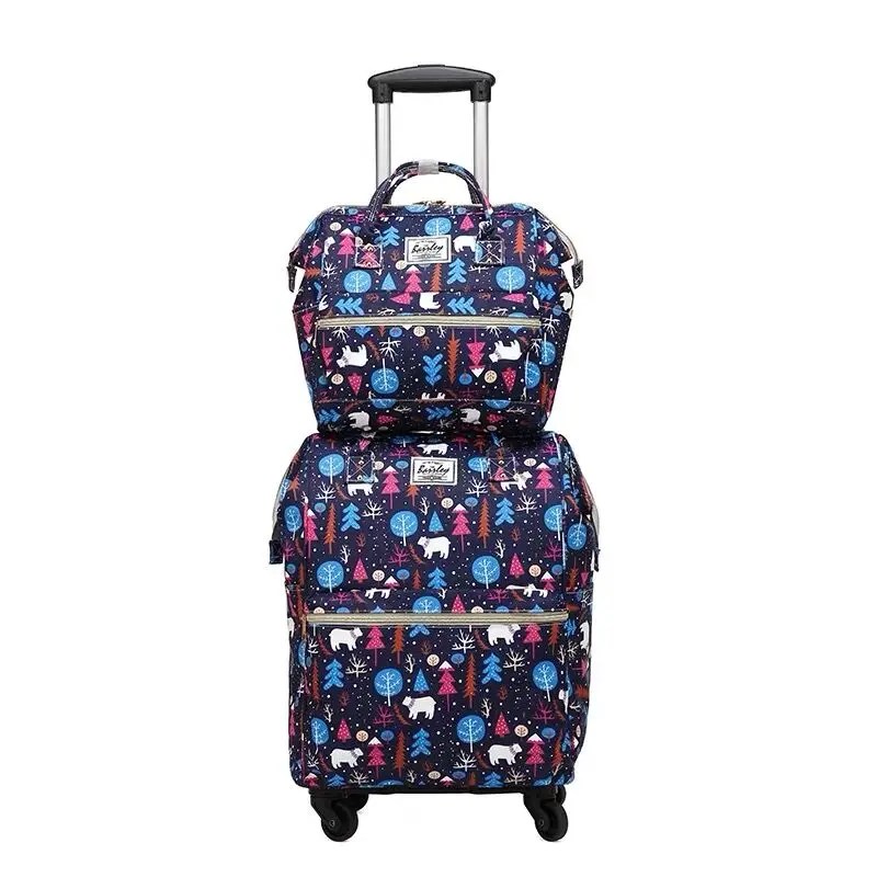 New Rolling Luggage bag On Wheels Girl Fashion Trolley suitcases with handbag Women Shopping Trolley bag Rolling Luggage Sets