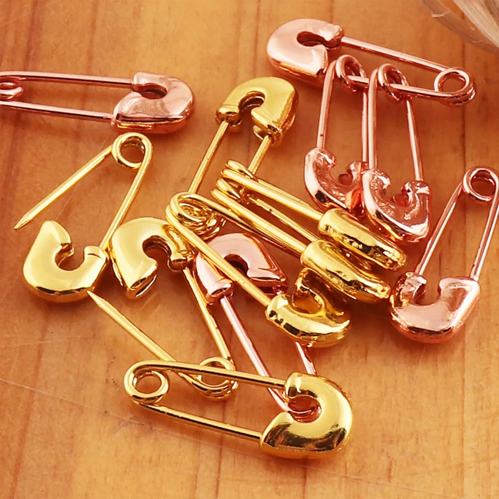 40 Pcs Rose Gold Safety Pins Craft Brooch Stitch Markers Loops Charms Jewelry Tag Fasteners DIY Sewing Tools Accessory Copper