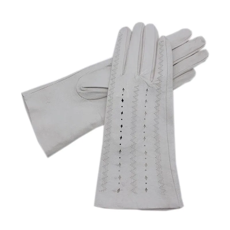 Leather gloves 2021 new ladies sheepskin white unlined leather gloves leather fashion autumn warm beautiful free genuine leather