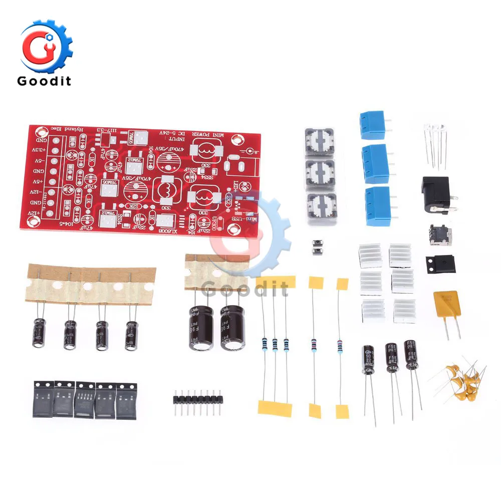 5 -24V to ±12V ±5V 3.3V Mini USB Dual Power Supply Boost Single Turn Module Linear Regulator Power Supply DIY Kit