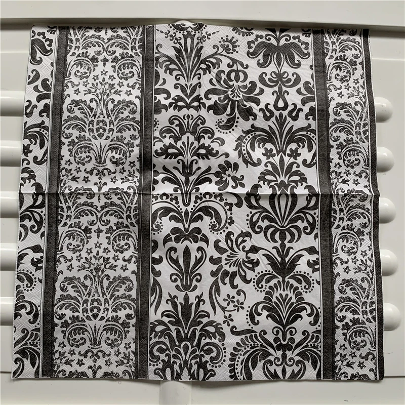 20 vintage napkins paper tissue decoupage black white flower towel birthday wedding party home hotel decor Guardanapo serviettes