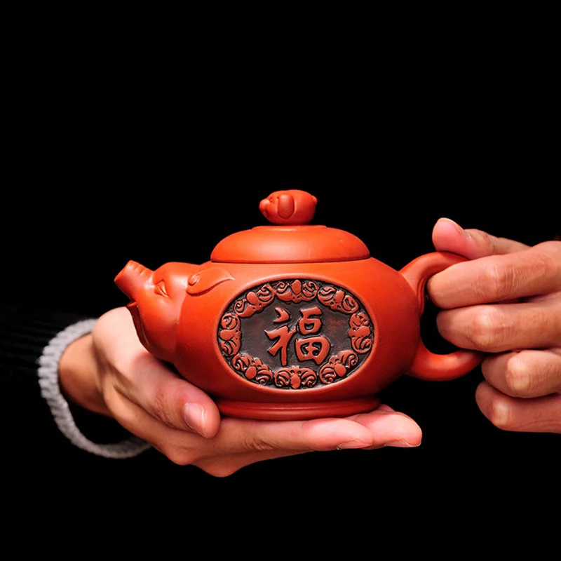 300ml Yixing Cute pig teapot handmade Purple clay tea pot black tea pot Kung Fu Zisha teapots kungfu tea set